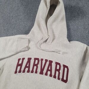 Harvard University Hoodie Mens XS Oatmeal Heather Crimson Pro-Weave